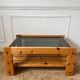 Pine and smoked glass coffee table, 70s-80s