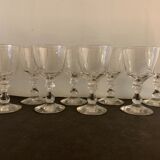 8 verres anciens, soufflés, à vin, à pied, en cristal taillé Baccarat, XIXème