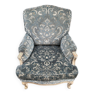 Fauteuils vintage club bergere style louis xv château lounge velours 1970s
