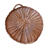Round wicker top two handles vintage basketry