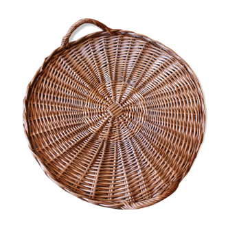 Round wicker top two handles vintage basketry