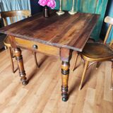 Antique farmhouse table and bistro chairs