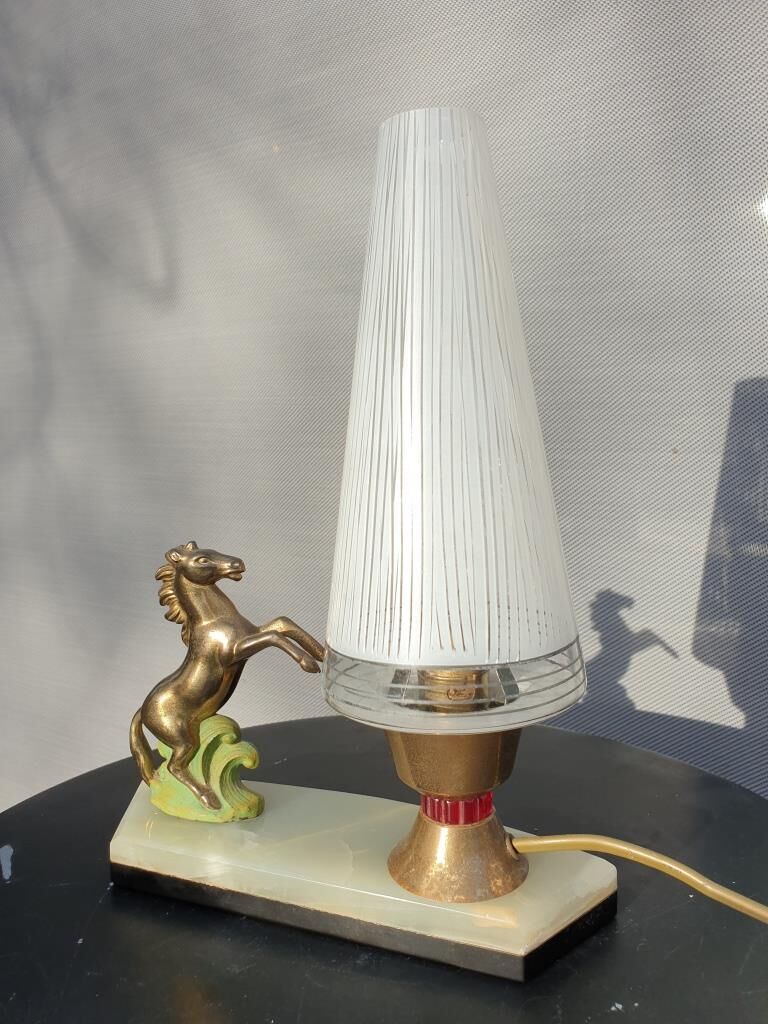 Art deco horse pitched bedside lamp 1930