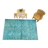 Turkish oushak 6x9 aqua rug for bedroom -aqua vintage rug aqua moon.133