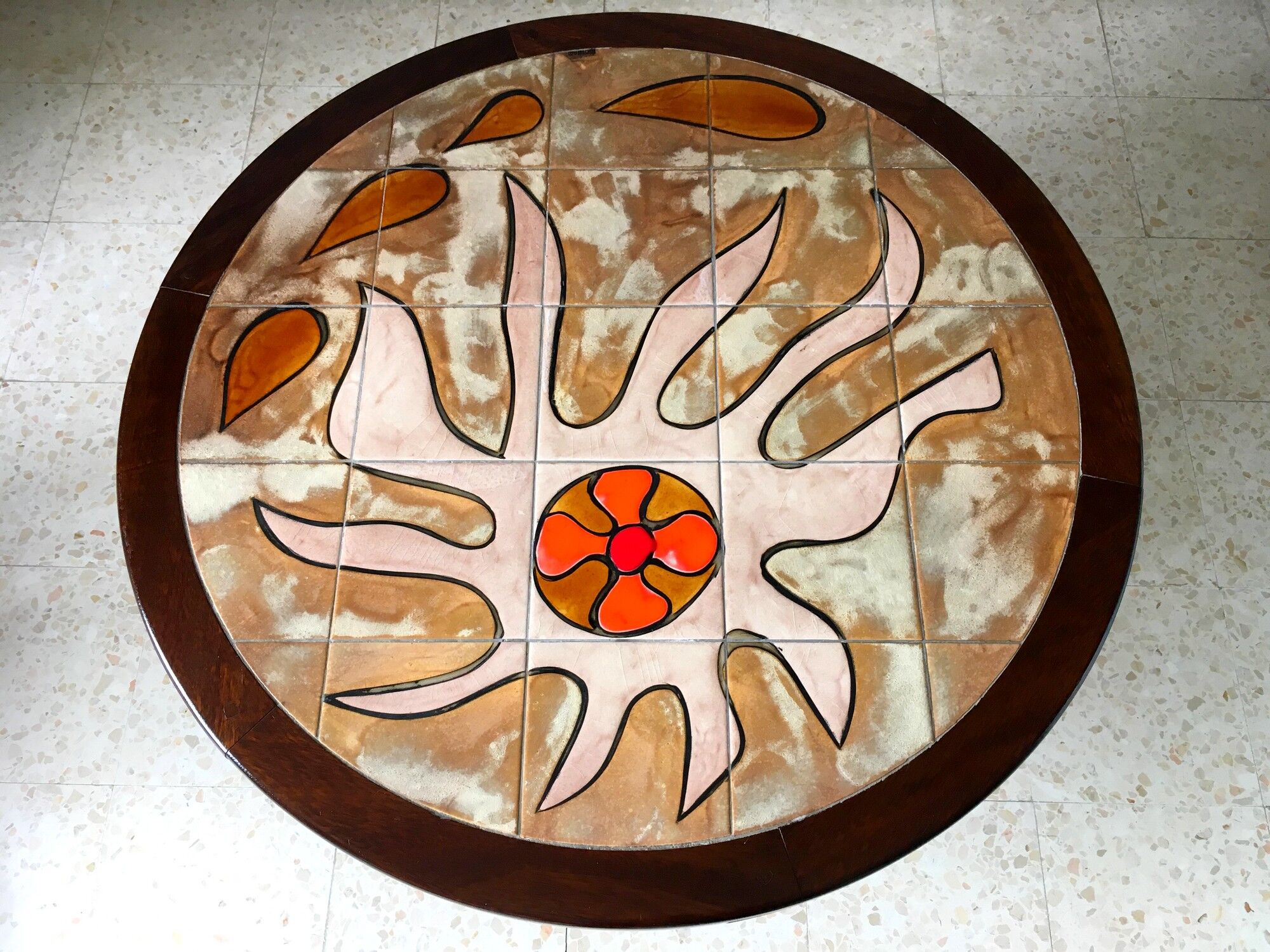 Table basse en céramique Vallauris vintage années 60