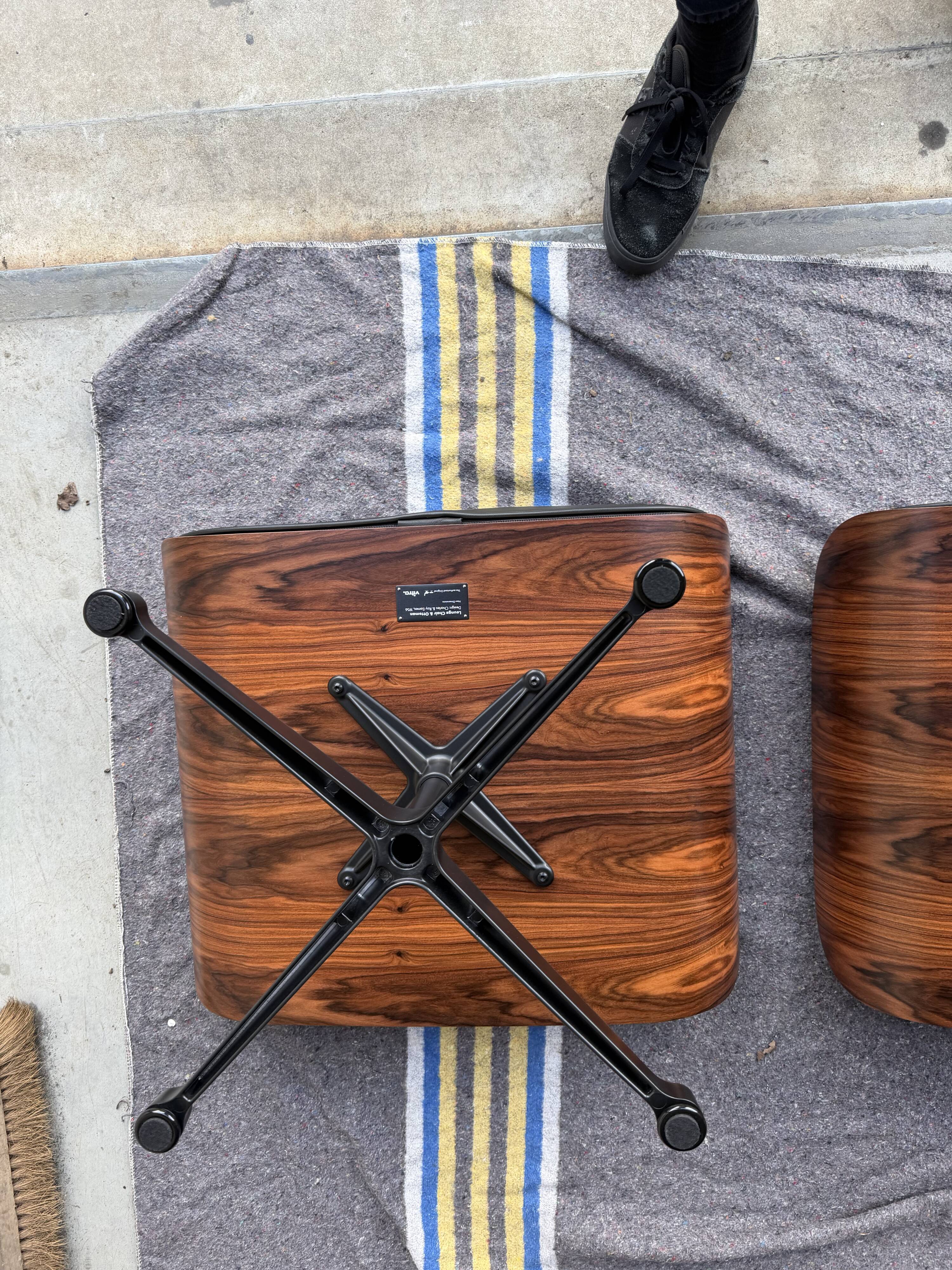 Vitra Eames Lounge Chair XL + Ottoman, Black leather & Santos Rosewood
