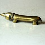 Brass dog paperweight, vintage from the 1970s