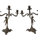 "Il mio bel foco" pair of candlesticks XIXth cherubs 3 torchieres