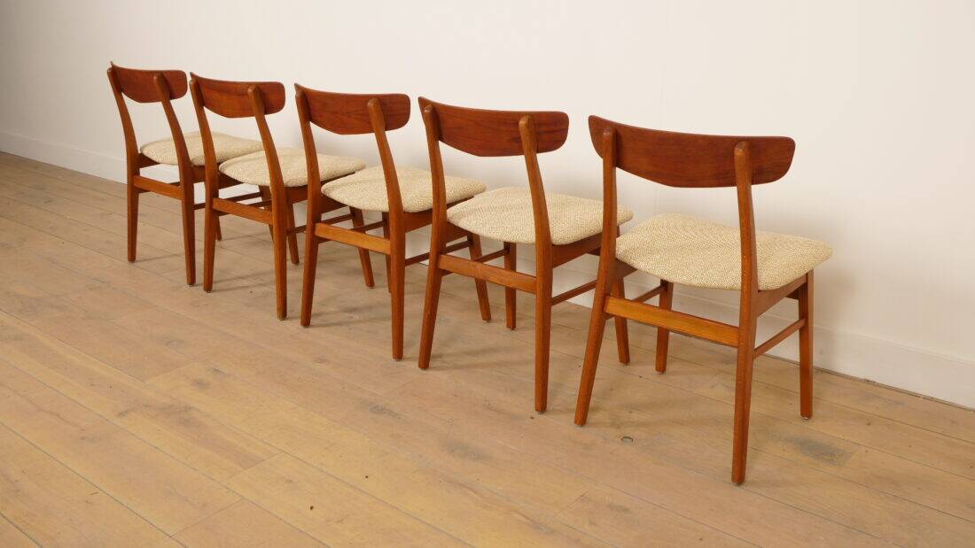5 x dining chair | Farstrup | Model 210 | Restored | Cream/yellow