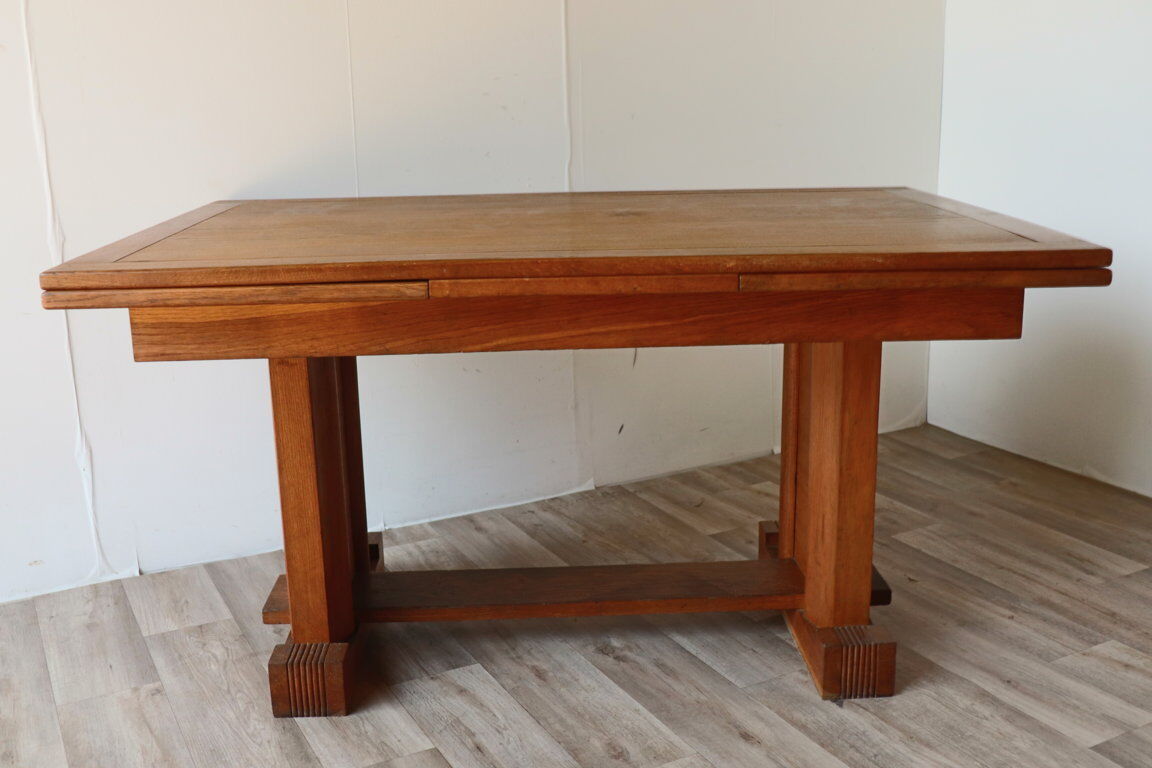 Table de repas moderniste en chêne massif, 1940