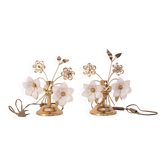 Set of 2 Murano Table Light White Flowers, 1970s