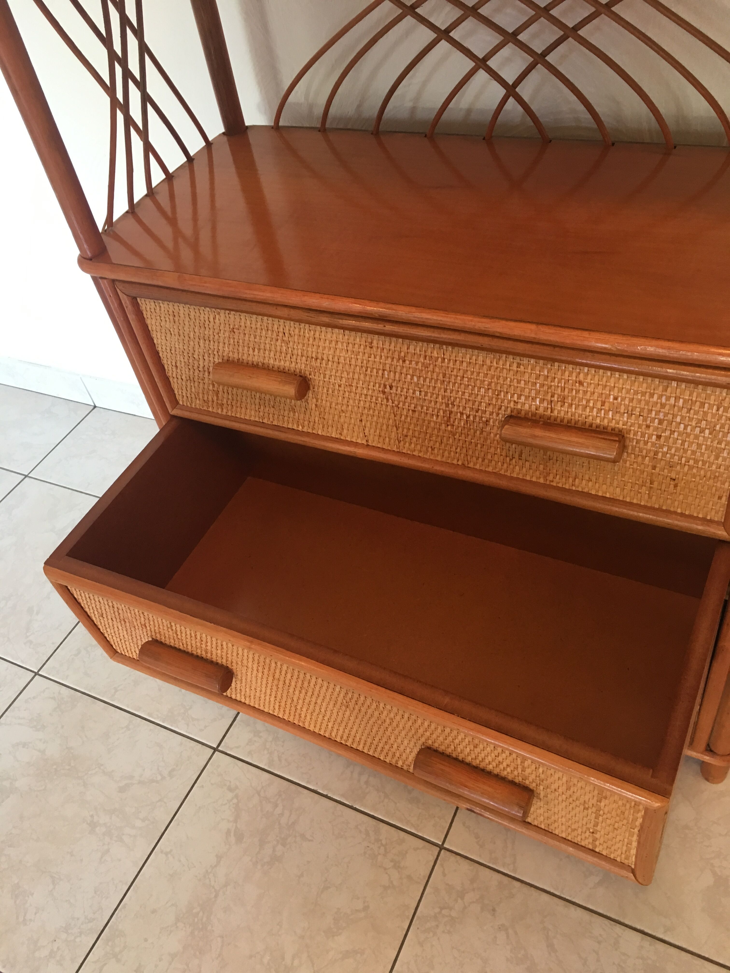 Vintage rattan shelves