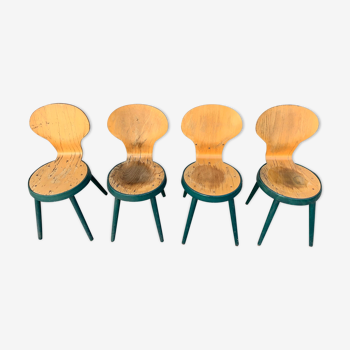 Serie de 4 chaises Baumann vintage bois thermoformé