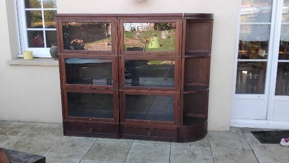 Large modular vintage display cabinet pierre cruiege for martin du