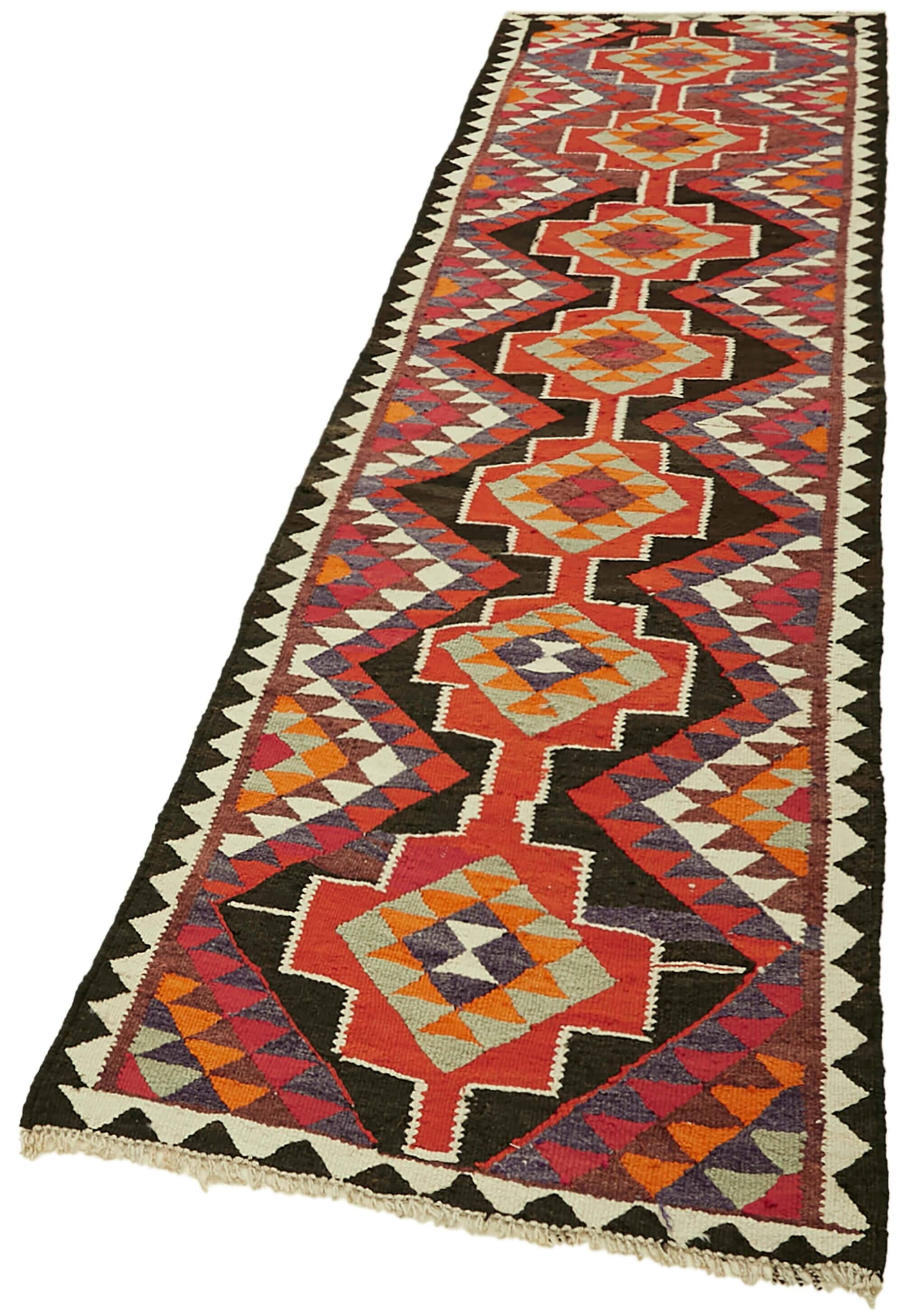 Turkish Handwoven Vintage Herki Kilim 92 cm x 342 cm
