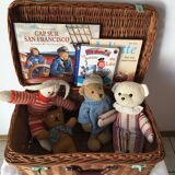 Wicker suitcase to store toys.