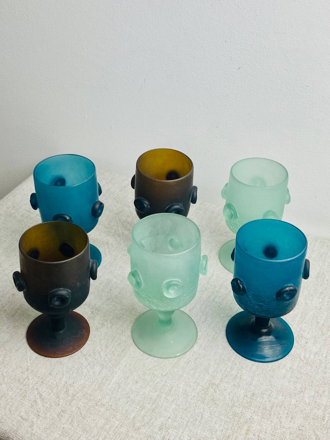 Iranian stemmed glasses in blown glass 1960