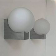 Pair of vintage wall lights, brushed metal and opaline, France 1970