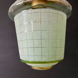 Vintage art deco globe pendant lamp in green granite green and gold