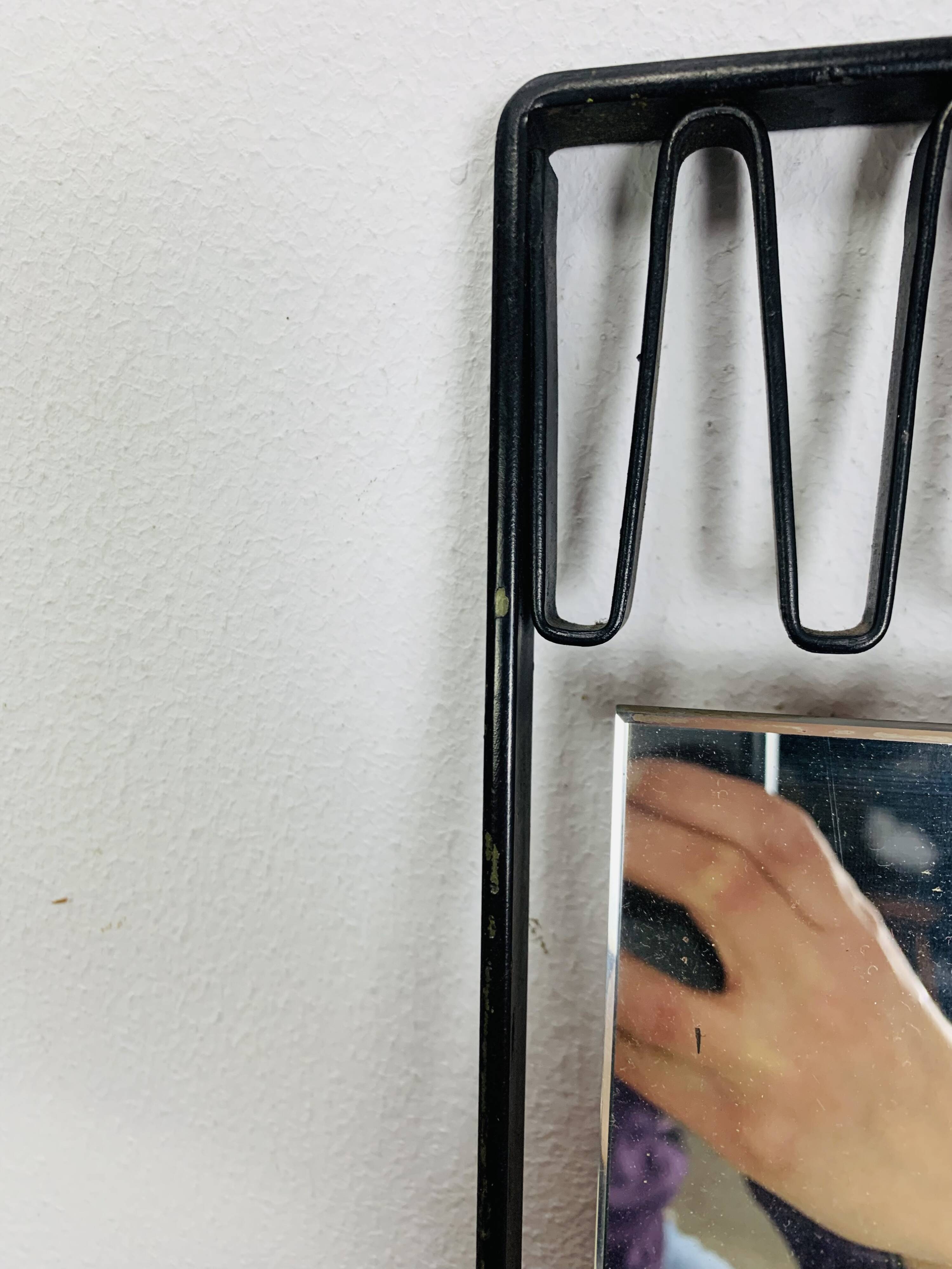 Mid-century wrought iron mirror, 1950s, rectangular.