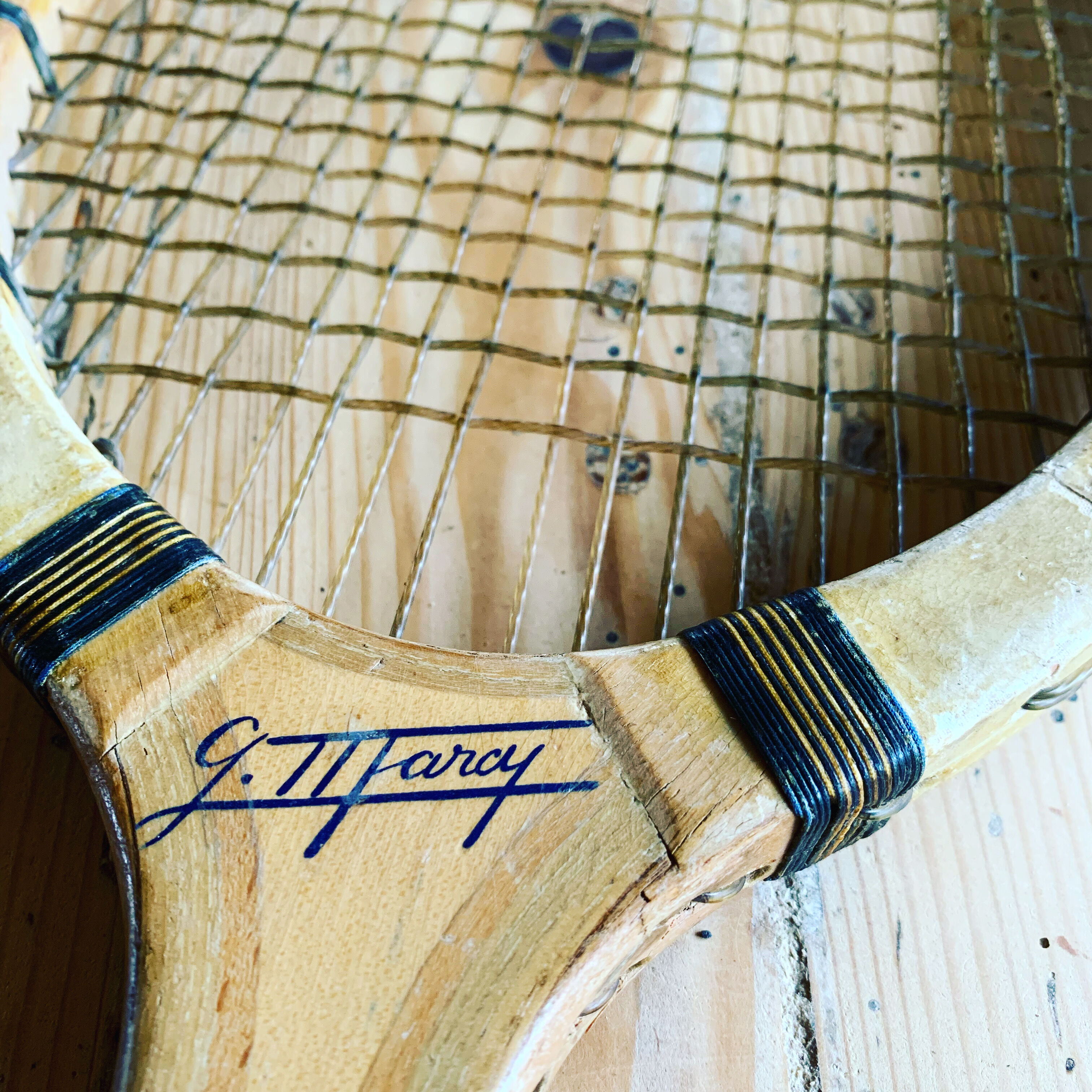 Vintage wooden tennis racket
