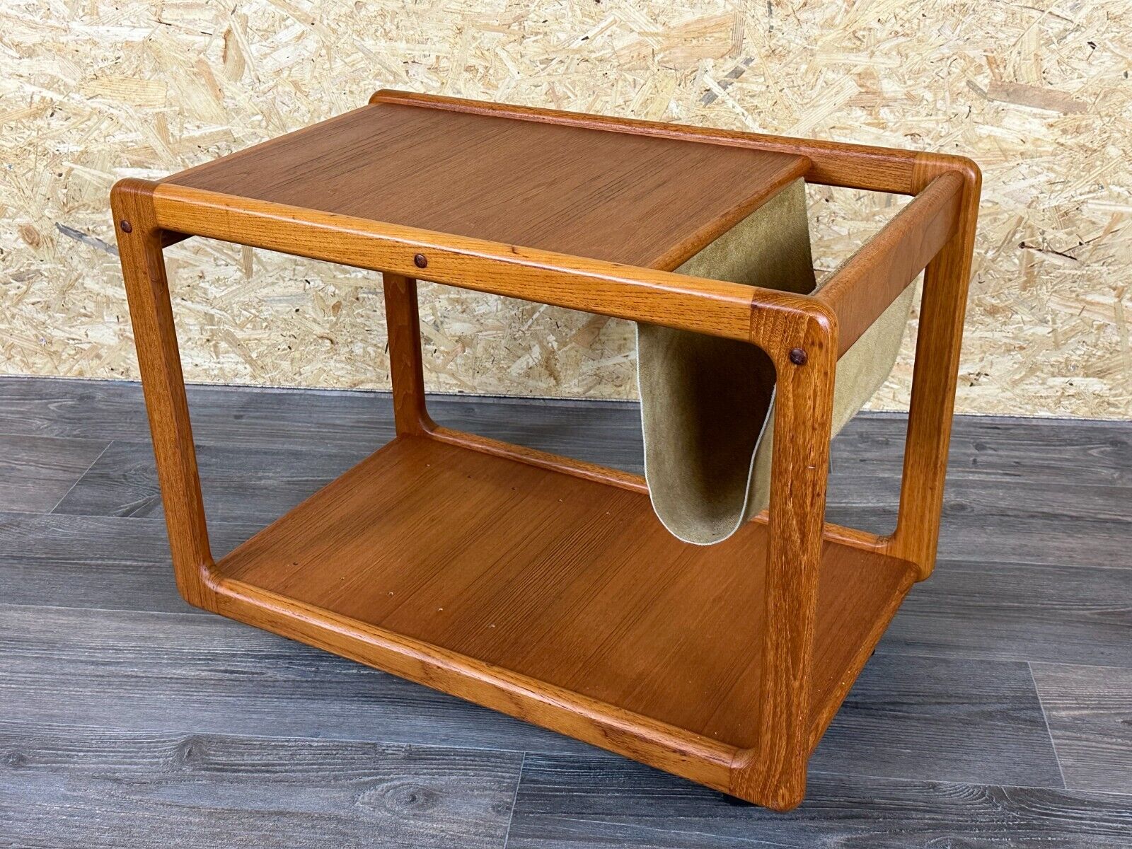 60s 70s teak table side table newspaper stand Danish Design Denmark