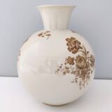 Vase en céramique ivoire et détails floraux marron par Rosenthal, Italie