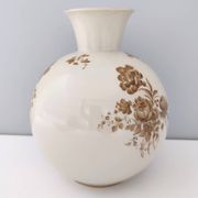 Vase en céramique ivoire et détails floraux marron par Rosenthal, Italie