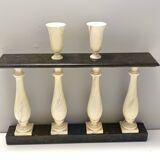 Ivory Hand-Painted Beech Console / Balustrade with a Marble Effect and Two