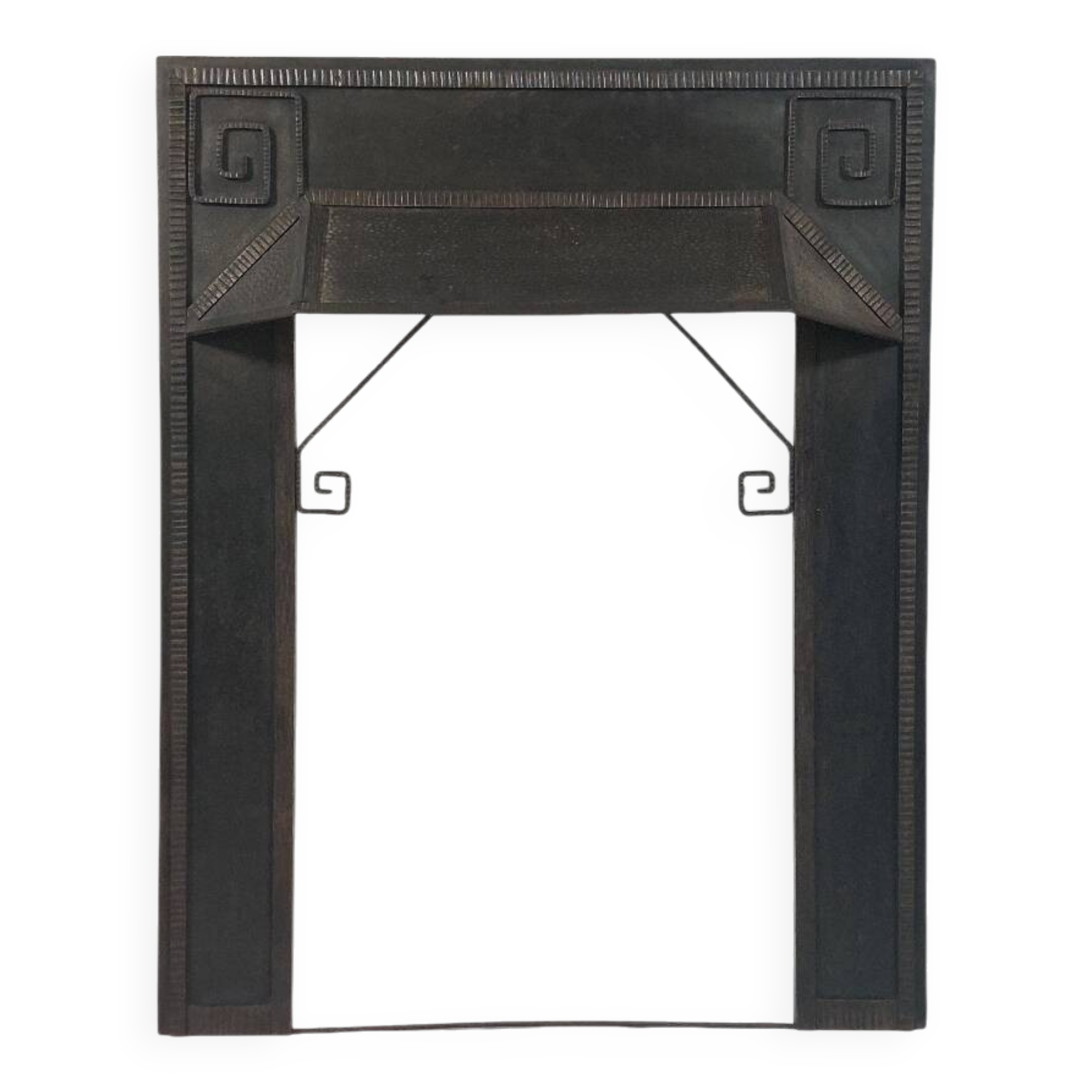 Hand-forged spiral decorative fire surround.