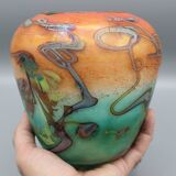 vase en pate verre signe bernard aconito