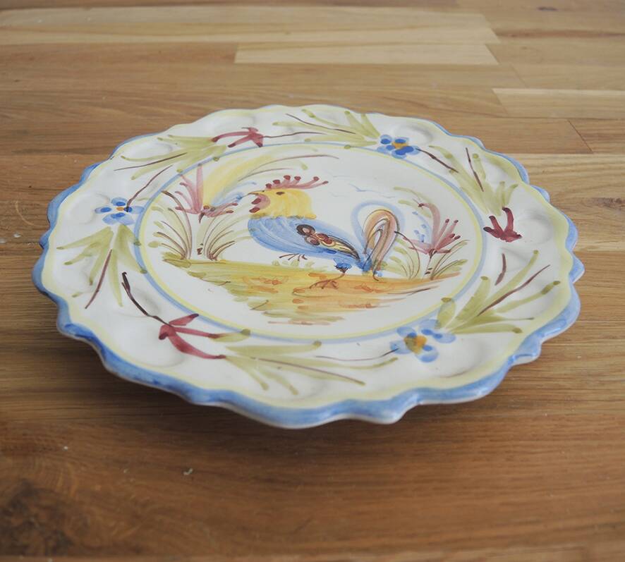 Old Small Hand-Painted Plate: Rooster