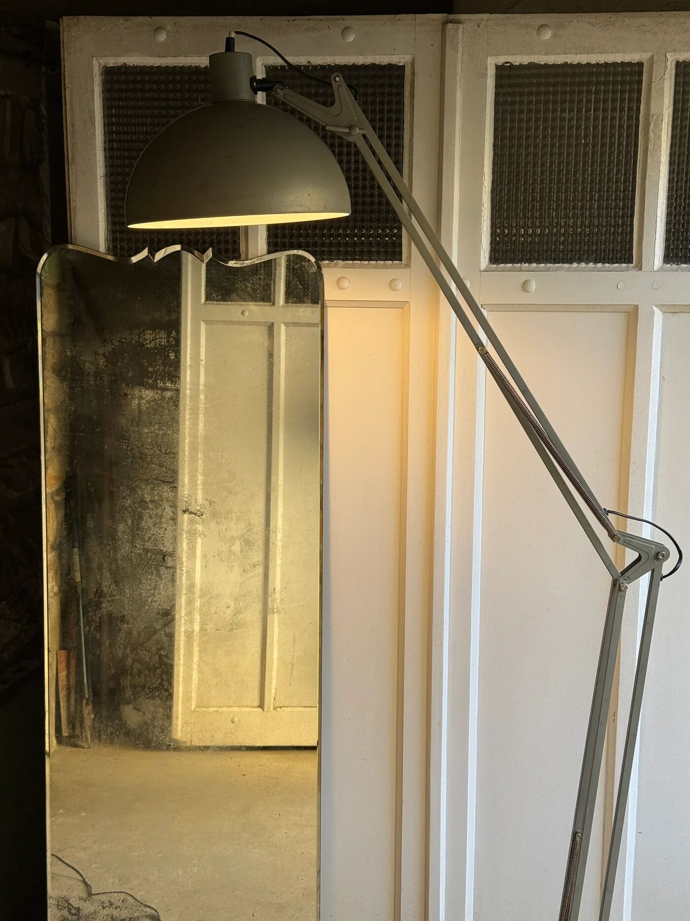 Grey metal floor lamp - industrial style