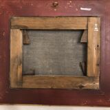 Oil on orientalist canvas camel market scene