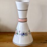 White opaline vase with floral decoration