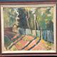 Original Swedish Oil on Panel - "Landscape with Fence" by Bajo - Signed - Vintage and Framed - 58 × 52 cm (22.8" × 20.5")