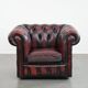 Cowhide leather English chesterfield armchair on wheels