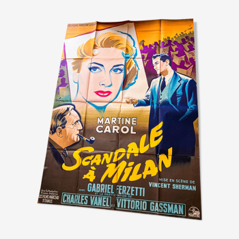 Affiche vintage cinématographique authentique de 1956 "Scandale à Milan"
