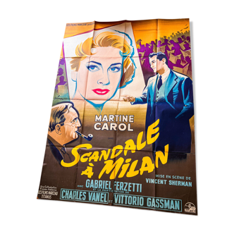 Affiche vintage cinématographique authentique de 1956 "Scandale à Milan"