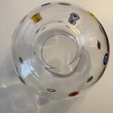 Vase ball inlays millefiori multicolored 70s