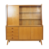 Vintage German Oak Buffet With Showcase, 1960's