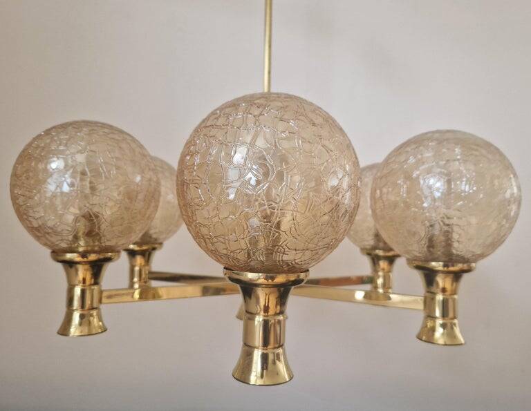 Mid-Century Brass Sputnik Chandelier, Germany, 1970s