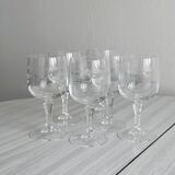 Set of 6 chiseled crystal digestive glasses