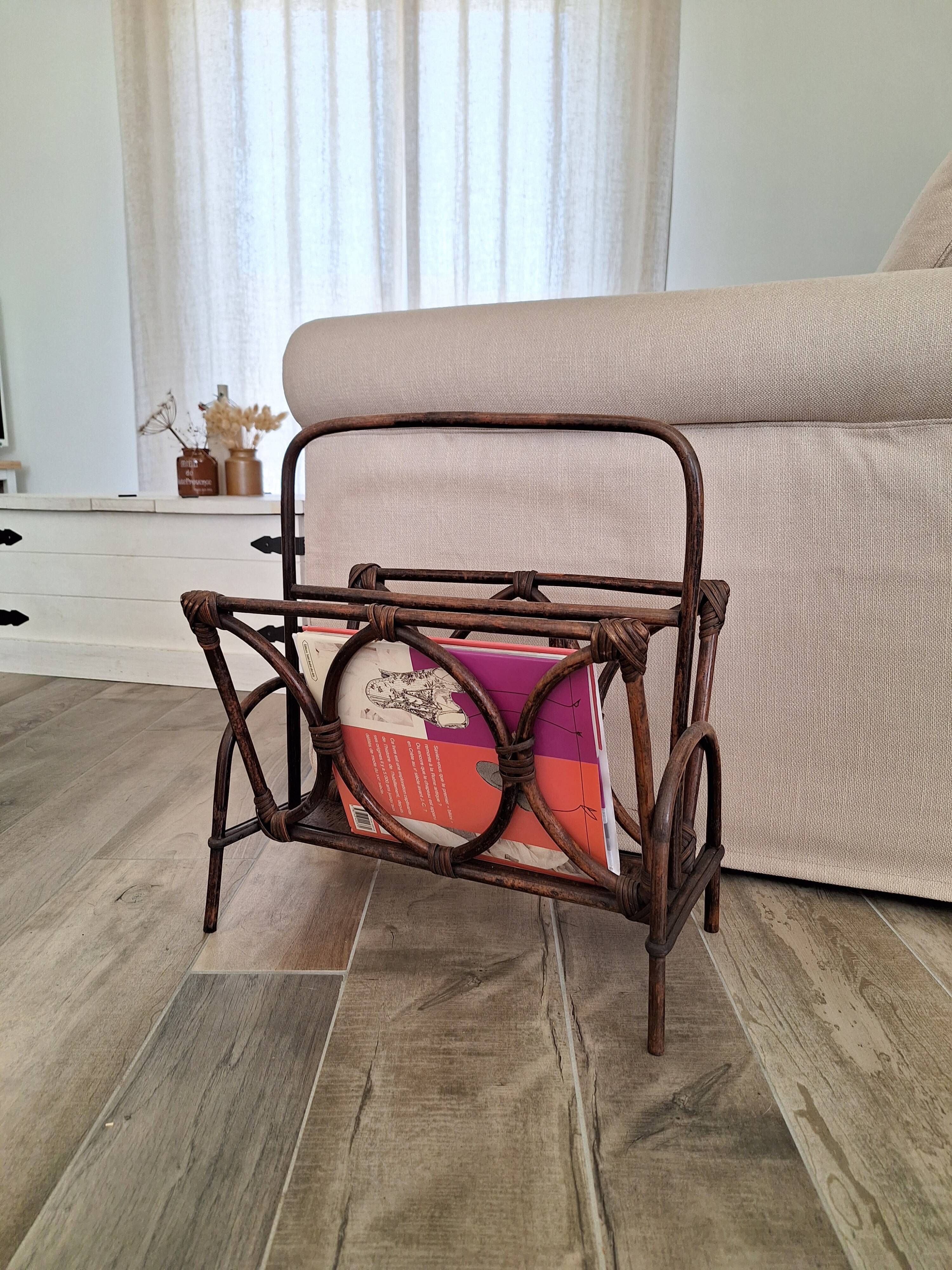Rattan magazine holder