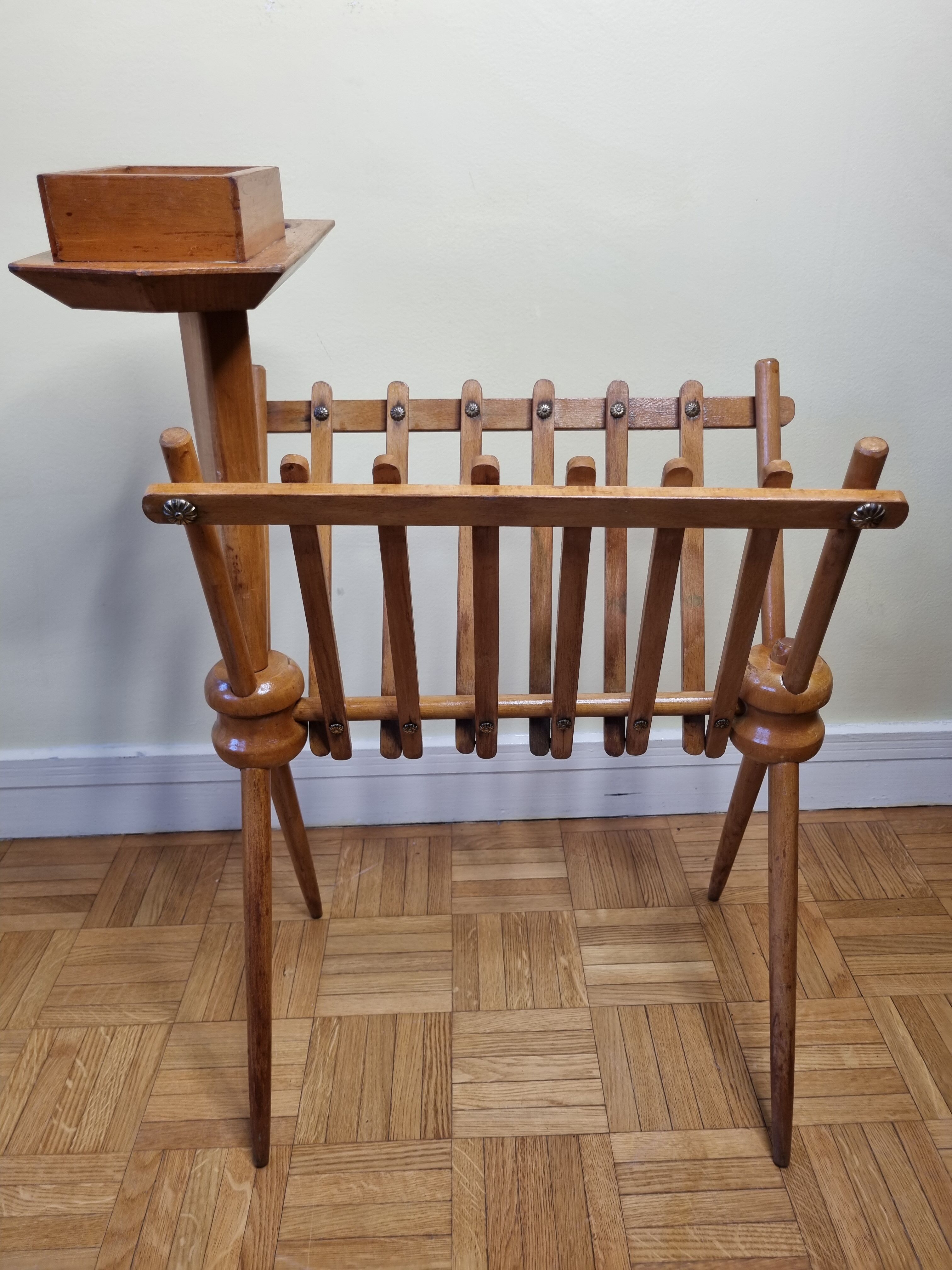 Magazine door and empty wooden pocket, vintage