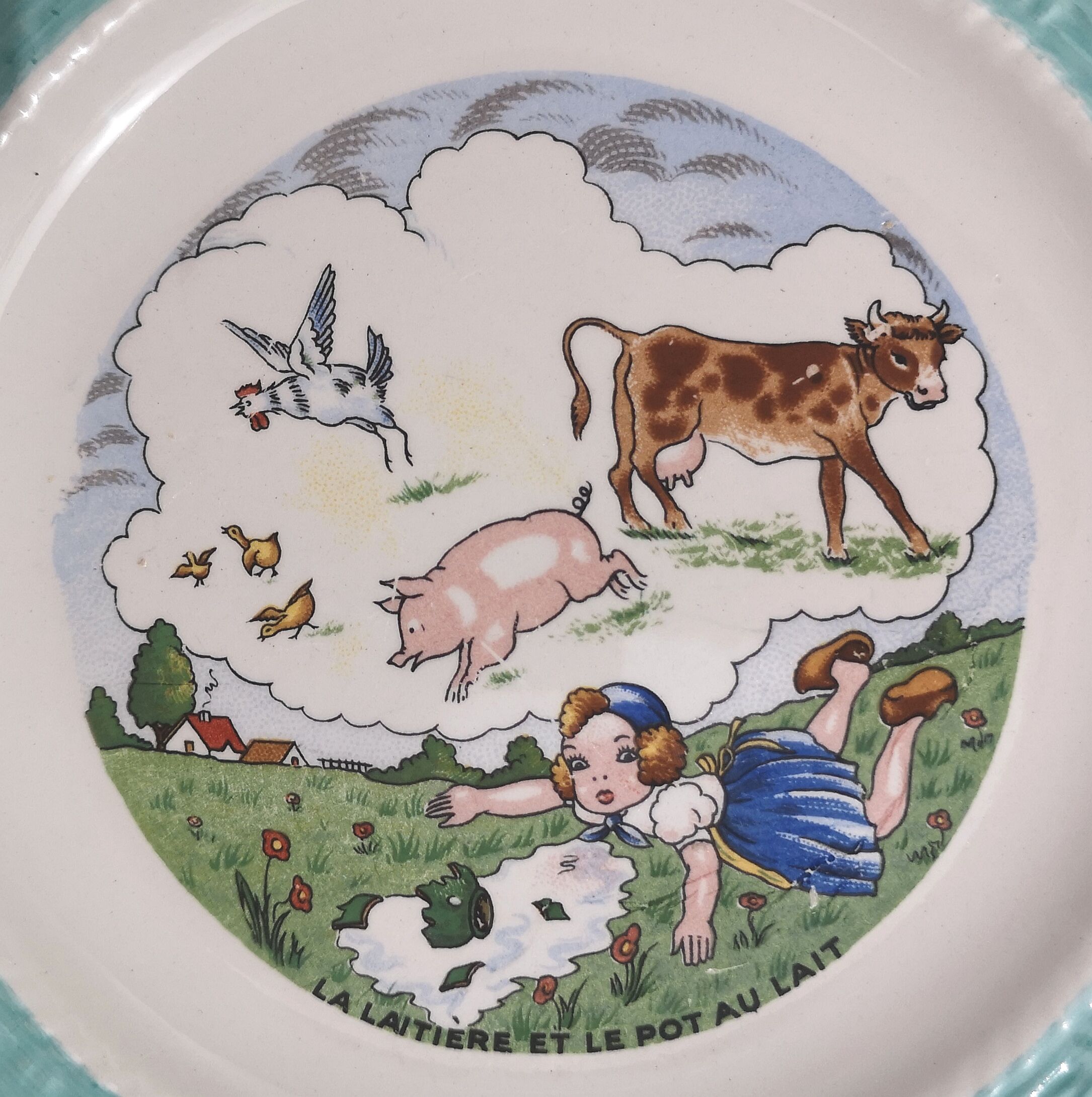 Dessert plates, old, talking theme Fables of the Fountain