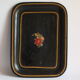 Black toleware painted metal serving tray 19th century