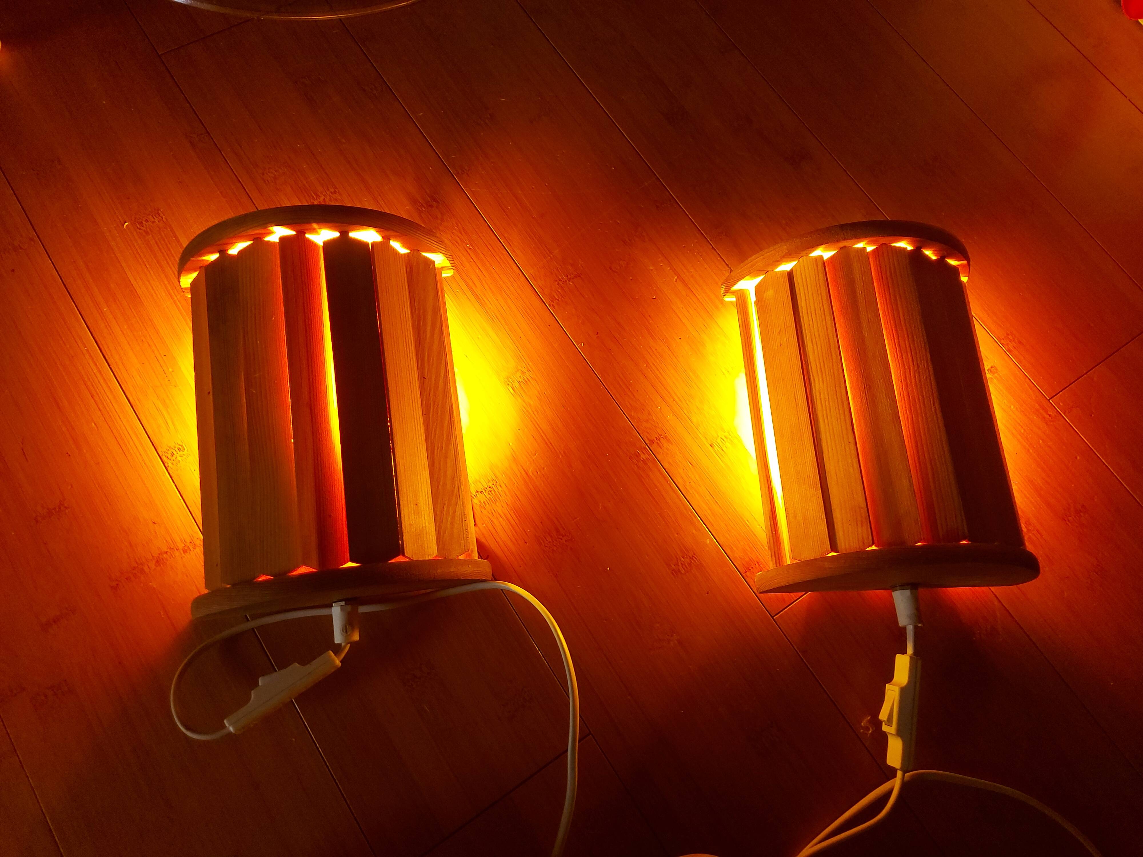 2 vintage 80'S Ikea wooden wall lights