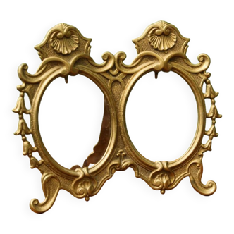 Cast bronze double photo frame, Victorian style