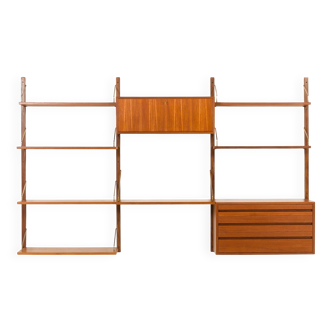 Poul Cadovius teak wall unit with a desk for Cado, Denmark 1960s